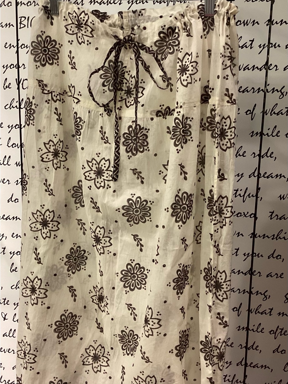 Cream Floral Print Slip Skirt